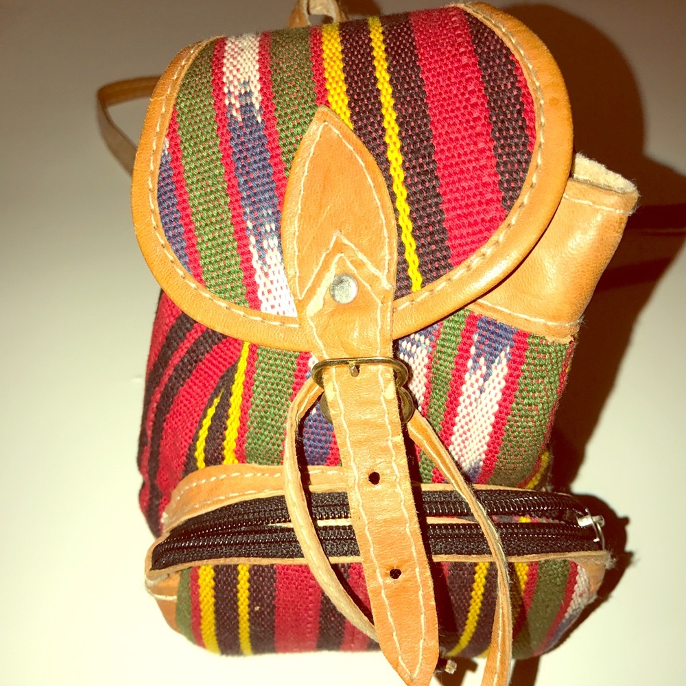 Handmade Aztec style mini backpack